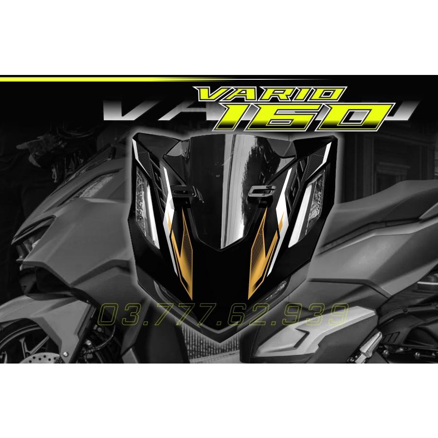 Tem rời VARIO 160 xe đen - mẫu tổ ong 2023 vàng đồng