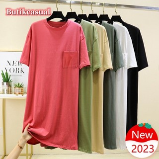 Phụ Nữ Modal Cotton Váy Rời Trơn Túi Đầm Thoải Mái Thoáng Khí Tay Ngắn Cổ Tròn Váy Mùa Hè Thường Ngày Nữ midi Váy
