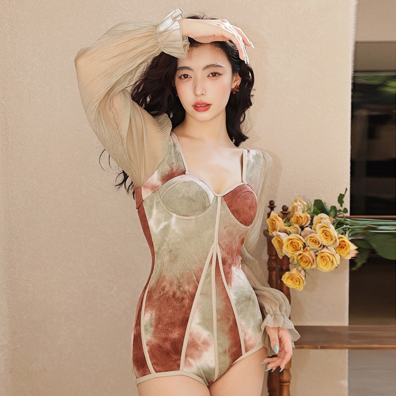 BBB Women's Swimsuit Europe and US Super Fairy Conservative One-piece Belly Covering Long Sleeved Sexy Swimwear