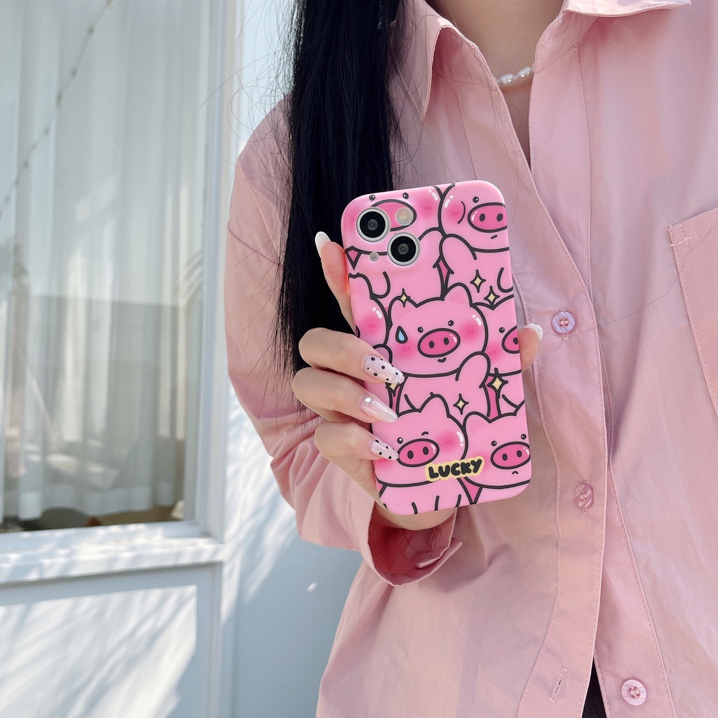 Ốp Điện Thoại Màu Hồng Họa Tiết Chú Heo Dễ Thương Dành Cho Iphone 14 Pro max 13 12 / 11