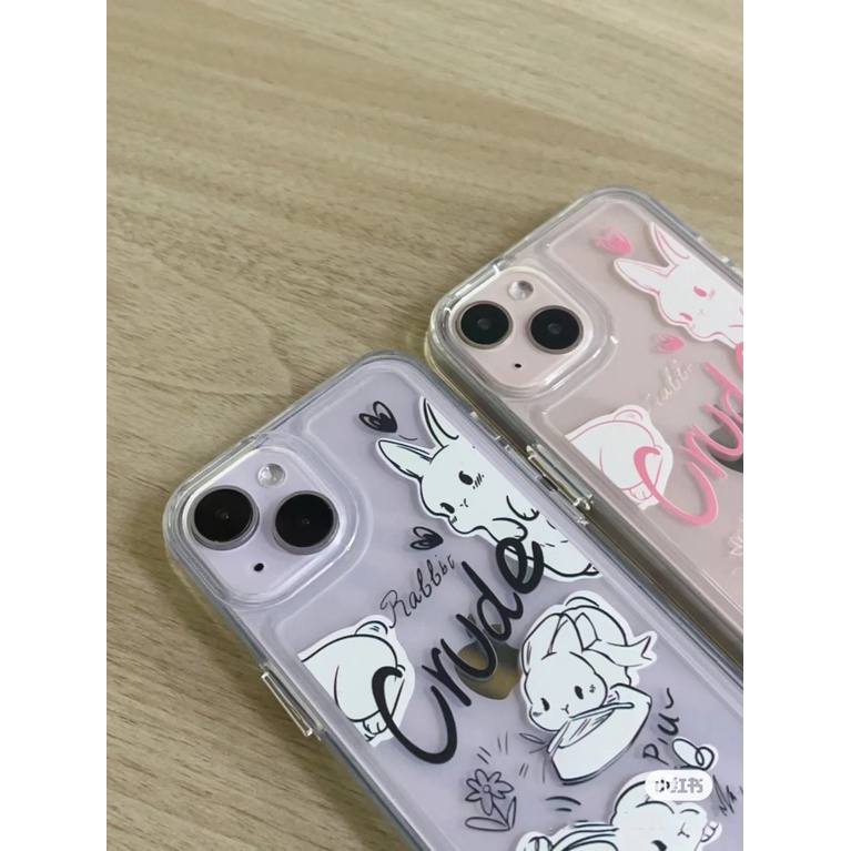 ✅Ốp Điện Thoại Trong Suốt In Hình Thỏ Và Sách Nhỏ Dễ Thương Cho iPhone 14 13Pro 12 / 11 6XYL