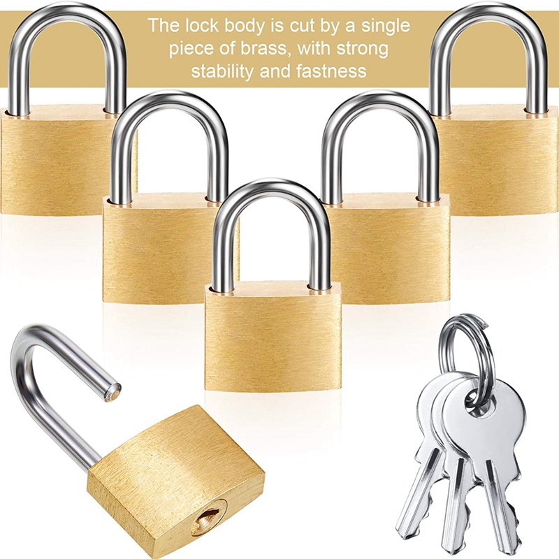 Bộ 12 Ổ Khóa Mini Bằng Đồng Thau Màu Vàng Kèm 3 Chìa Khóa Chuyên Dụng Cho Ổ Khóa Hành Lý