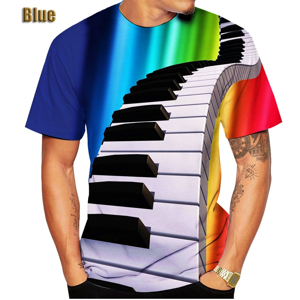 Áo Thun Tay Ngắn In Hình Nốt Nhạc Piano 3D Phong Cách Hipster Thời Trang Mới 2023 XS-5XL