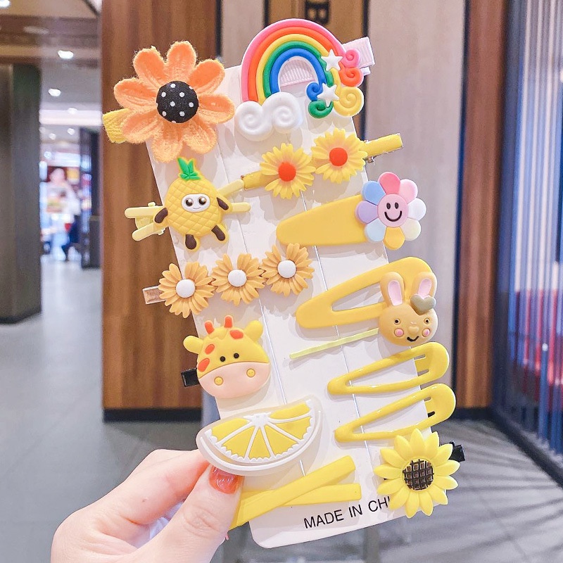 Set 14 Kẹp Tóc Hình Bông Hoa Nhiều Màu Sắc Dễ Thương