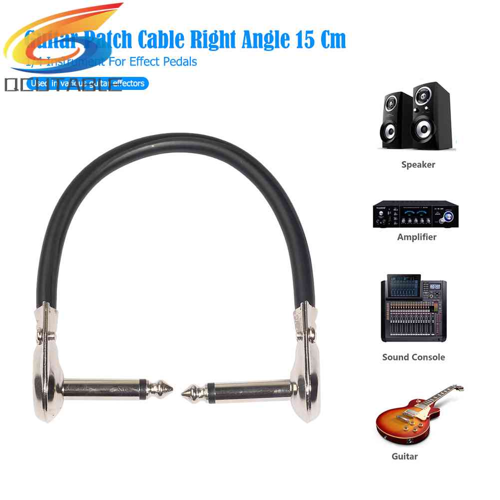 Right Angle 15cm 6.35mm Male to Male Guitar Patch Cable for Effect Pedals