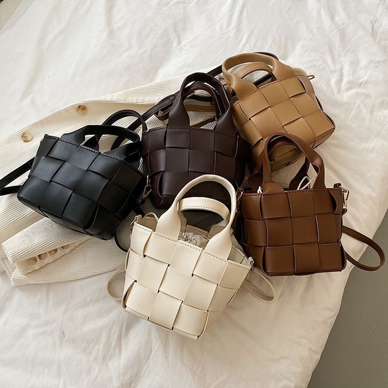 Túi Đeo Vai Dây Rút Bằng Vải Dệt Màu Trơn Dễ Phối Đồ Thời Trang Cho Nữ