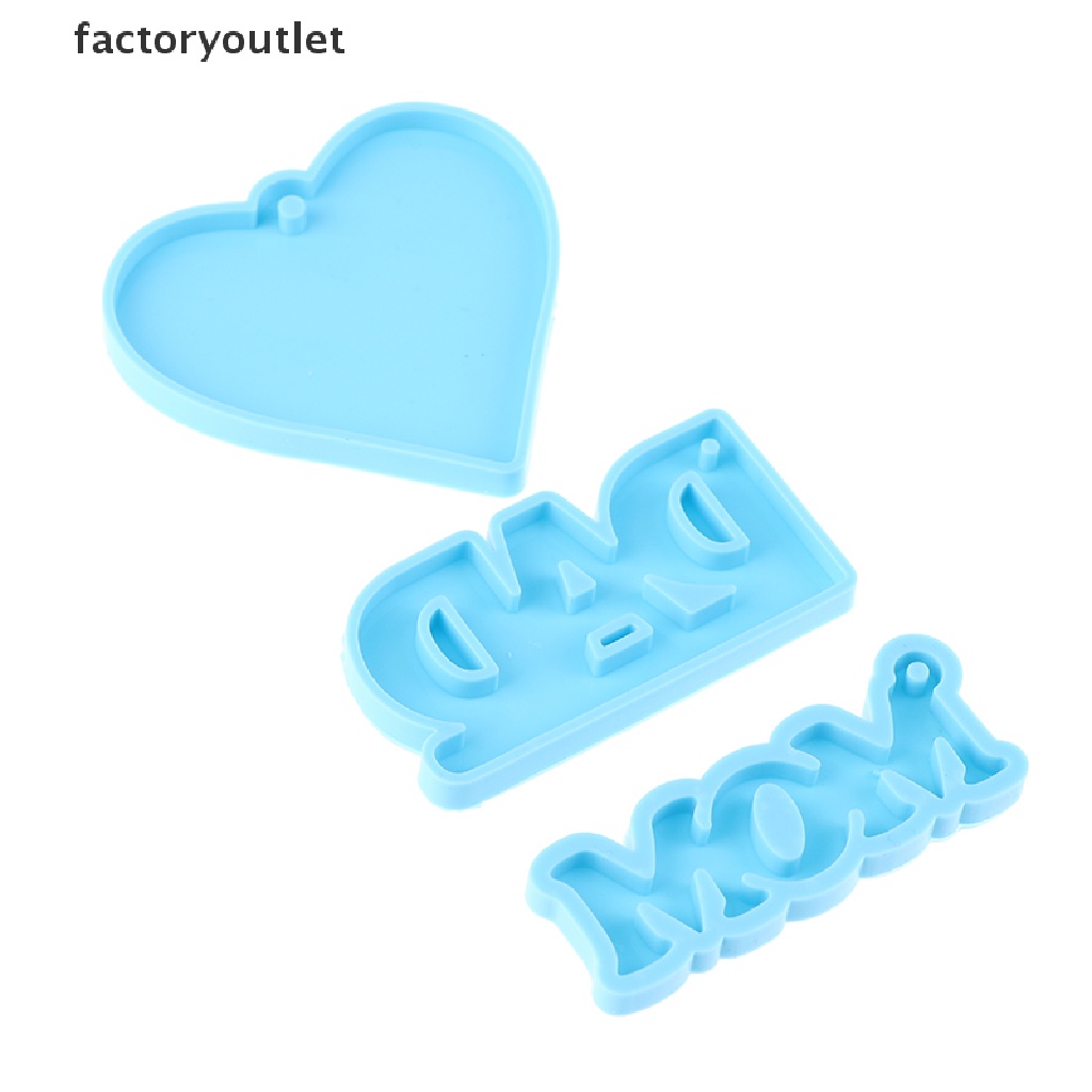Khuôn Làm Móc Khóa Hình Trái Tim Bằng Đất Sét In Chữ DAD MOM Love DIY