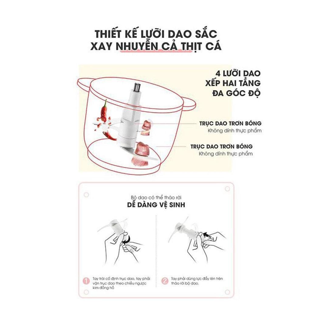 Máy xay thịt, xay rau củ quả Bear dung tích 2L và Samono dung tích 2L cối thuỷ tinh cao cấp chính hãng