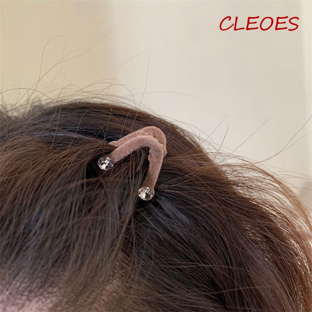 Kẹp Tóc Càng Cua Mini Hình Chữ V Bằng Nhung Đính Đá Zircon Thanh Lịch|Kẹp Tóc Hình Nơ Dễ Thương