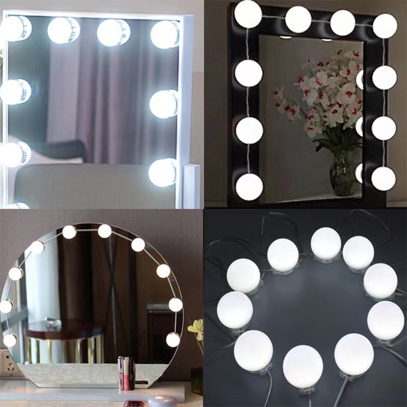 Set 4/6/8/10 Bóng Đèn Led Soi Gương Trang Điểm Lấp Đầy Ánh Sáng Ba Màu Tùy Chỉnh Không Hại Mắt, Gắn Phòng Ngủ, Phòng Tắm