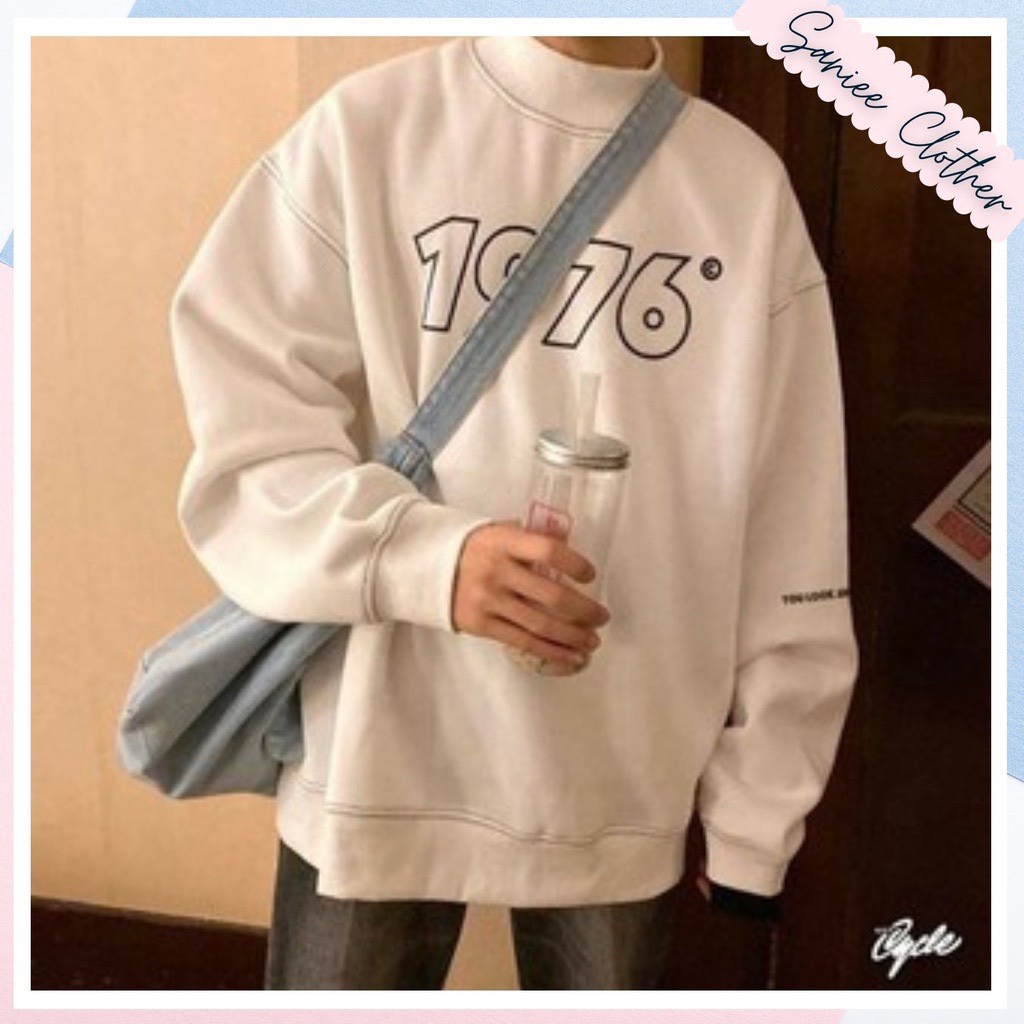 Áo nỉ sweater đôi nam nữ áo hoodie nỉ áo nỉ nam nữ unisex 1976 form rộng style hàn quốc Saniee Clother