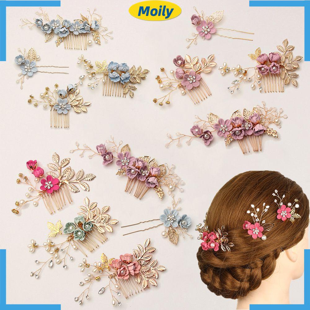 Lược cài tóc hình hoa lá sang trọng cho cô dâu