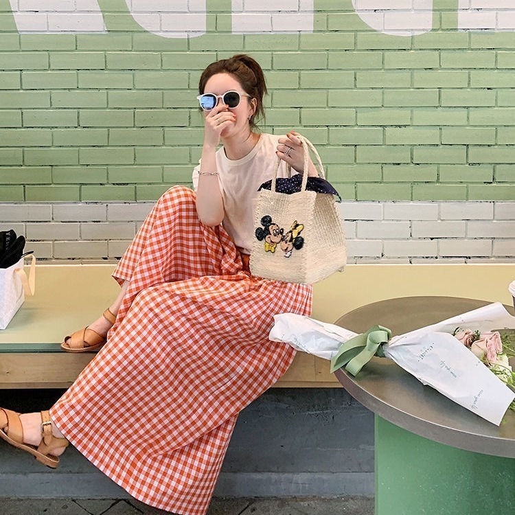 Quần Short Giả Váy Sọc Ca Rô Đen Trắng Thời Trang Hàn Quốc Cá Tính Cho Nữ