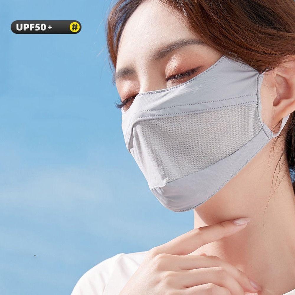 Khẩu Trang Lụa Co Giãn Chống Nắng Chống Tia uv Màu Trơn Bảo Vệ Mắt Cho Nữ