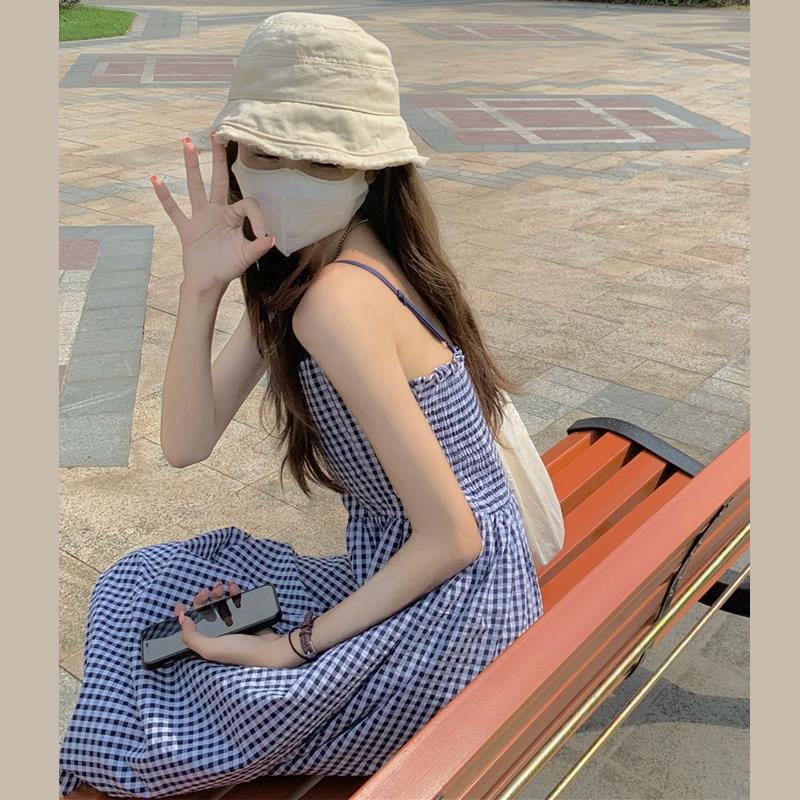 Đầm Hai Dây Họa Tiết Sọc Caro Thiết Kế Mới Thời Trang Mùa Hè Dành Cho Nữ