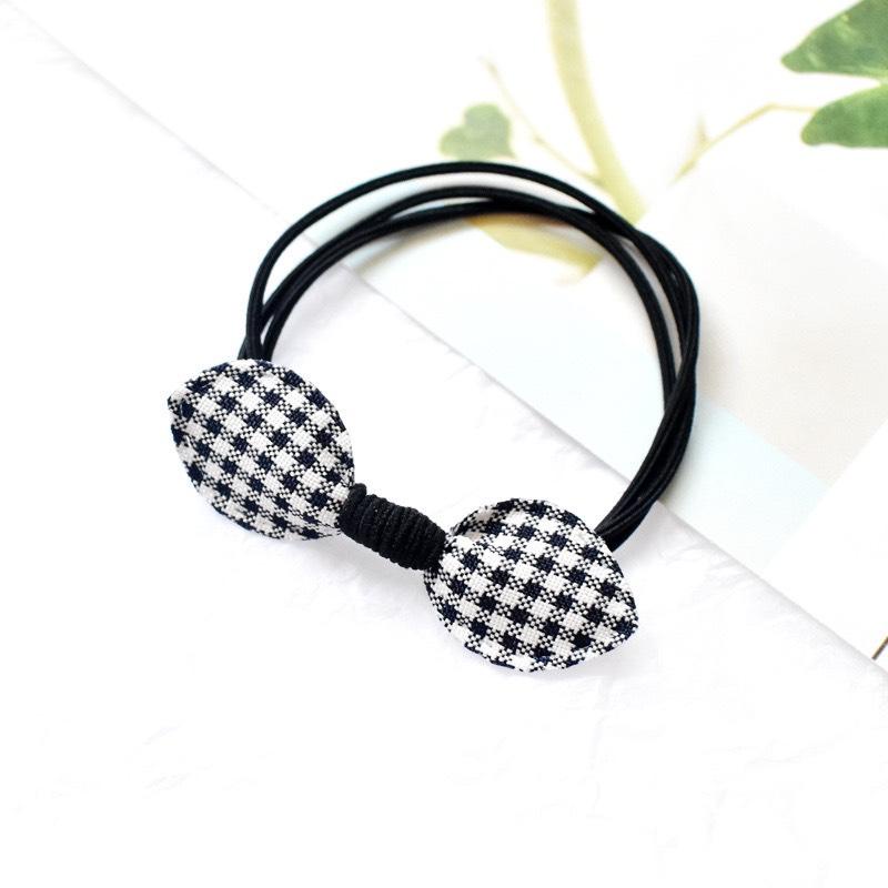Dây buộc tóc nơ ca rô nhiều màu xinh xắn, dây cột tóc vintage mẹ và bé