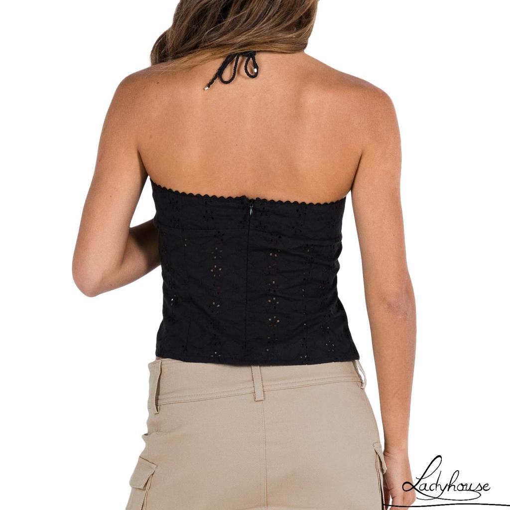 Áo Croptop Trễ Vai Không Dây Màu Trơn Thời Trang Mùa Hè Dành Cho Nữ