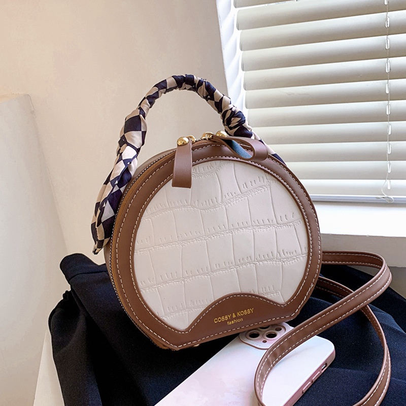 Túi Đeo JASMIN NOIR Chéo Tròn Họa Tiết Da Cá Sấu Thời Trang Cho Nữ