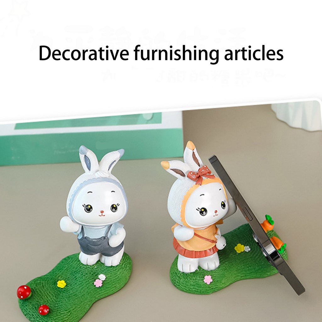 Giá Đỡ Điện Thoại Bằng Nhựa Resin Hình Thỏ Hoạt Hình Dễ Thương