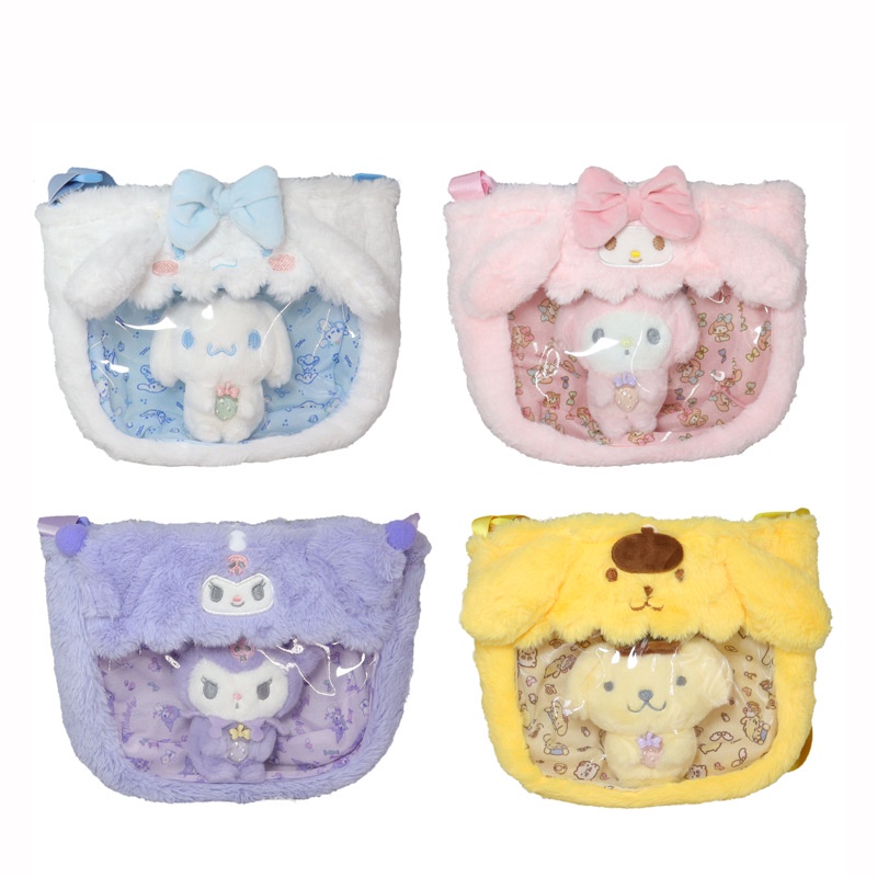 Túi Đeo Chéo Trong Suốt Hình Chữ Nhật Bằng PVC Họa Tiết Sanrio Hello Kitty My Melody Kuromi Cinnamoroll Purin Dễ Thương Cho Bé