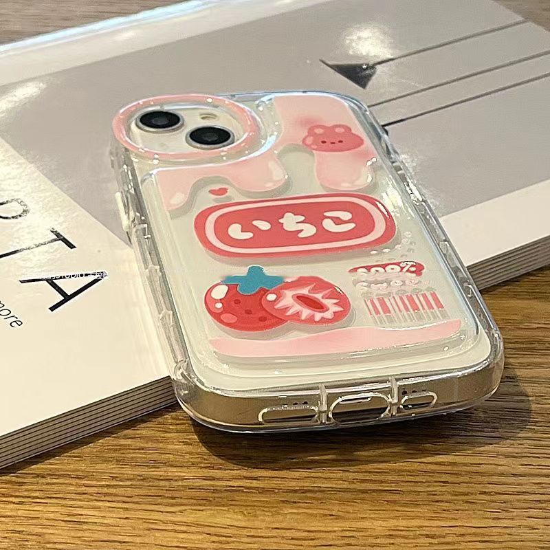 ✅Ốp Điện Thoại Mềm Trong Suốt In Hình Que Kem Dâu Cho iPhone 14 / 13promax 12 / 11pro xr / xs / 8Plus 1ZOH