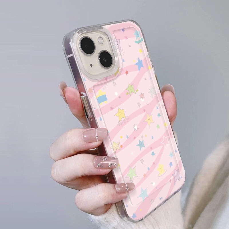 ✅Ốp Điện Thoại Mềm In Hình Ngôi Sao Nhỏ Màu Hồng Cho iPhone 14Promax 13 / 12 / 11 xr 7 / 8Plus
