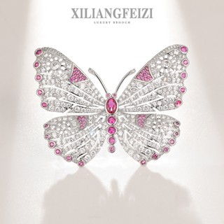 Trâm Cài Áo Hình Bướm Đính Đá Zircon Thiết Kế Rỗng Ghim Phụ Kiện Quần Áo Thời Trang Quà Tặng Cao Cấp