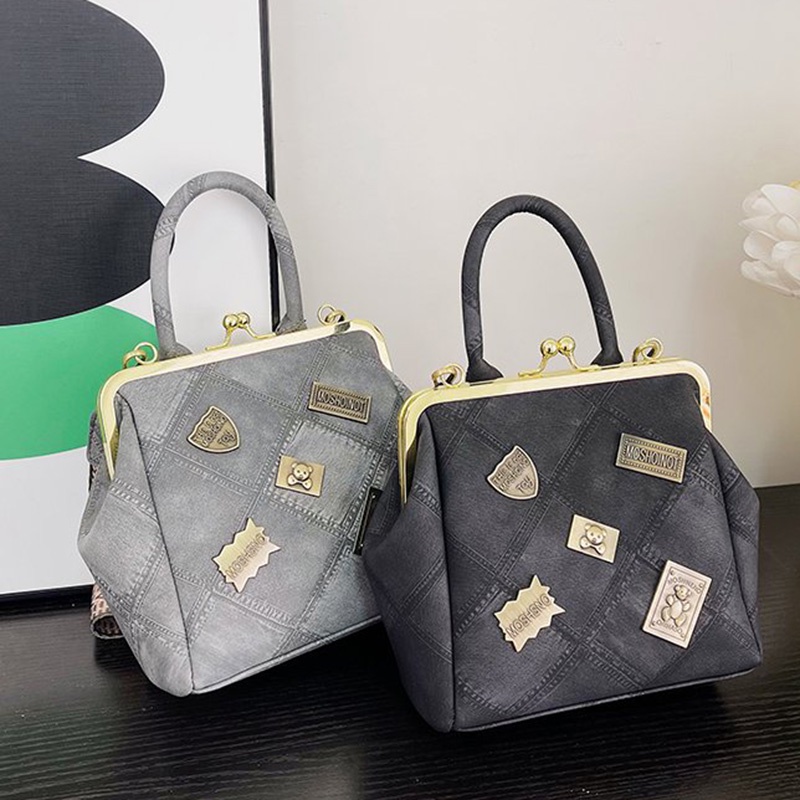 Túi Đeo Chéo Khóa Kẹp Màu Vàng Kim Đơn Giản Cổ Điển Cho Nữ