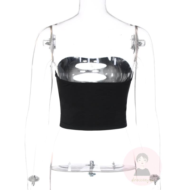 Áo Ống Màu Trơn Không Tay Khoét Lỗ Rỗng Cho Nữ