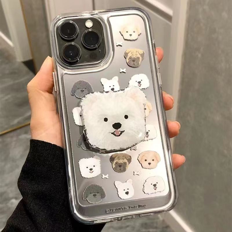 ✅Ốp Điện Thoại Mềm Hình Cún Có Giá Đỡ Cho iPhone14pro / 13 12 / XR Apple 11 78plus / Xs