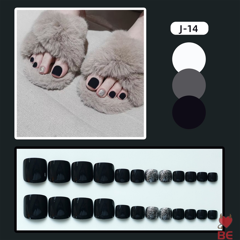 YADORNOS Móng Chân Giả Màu Đen Trơn Chống Nhòe Thời Trang Thanh Lịch Cho Nữ