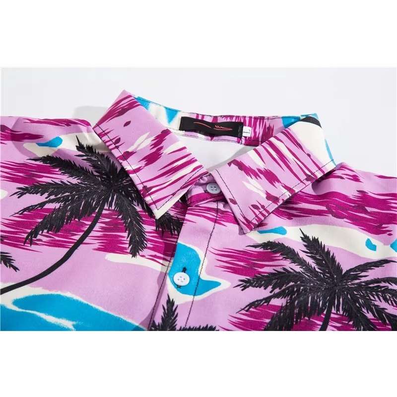 Áo Sơ Mi Tay Ngắn In Họa Tiết Hoa Phong Cách Hàn Quốc Thời Trang Cho Nam size M-3XL