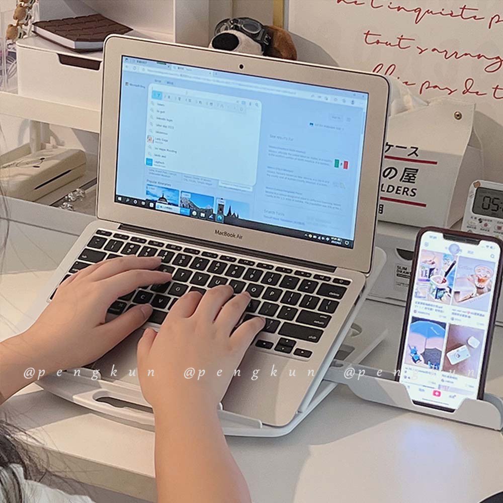 Giá Đỡ Laptop Có Thể Nâng Chiều Cao Hai Trong Một Thiết Kế Nhỏ Gọn Có Thể Gập Lại Tiện Dụng