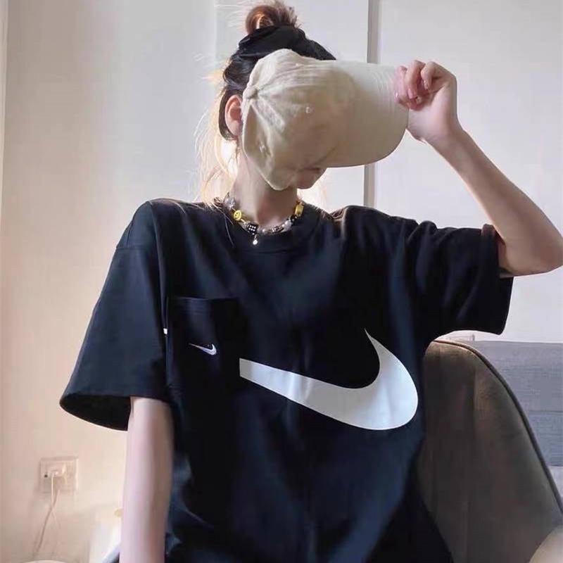 Áo Thun Thể Thao Nike100% Swoosh Thêu Logo Đơn Giản Thời Trang Cho Nam Và Nữ