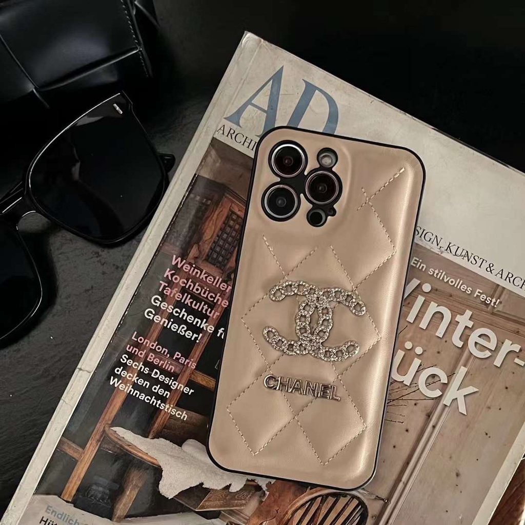 Ốp Điện Thoại Da In logo Kim Cương Cho iPhone 14 13 12 11 Pro Max iPhone 13 Pro Max