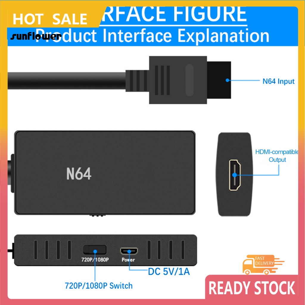 1 Bộ Dây Cáp Chuyển Đổi Video AC100V-240V N64 Sang HDMI Độ Chính Xác Cao 1080P Cho N64 / GameCube / SNES