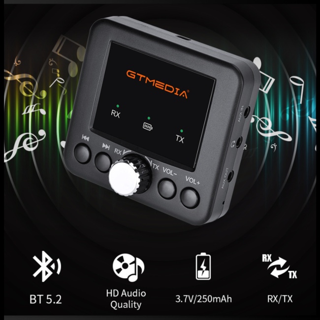 Thiết Bị Truyền Nhận Tín Hiệu Bluetooth 5.0 Zevaret Gtmedia Rt05 2 Trong 1 Cho Điện Thoại / Máy Tính Bảng