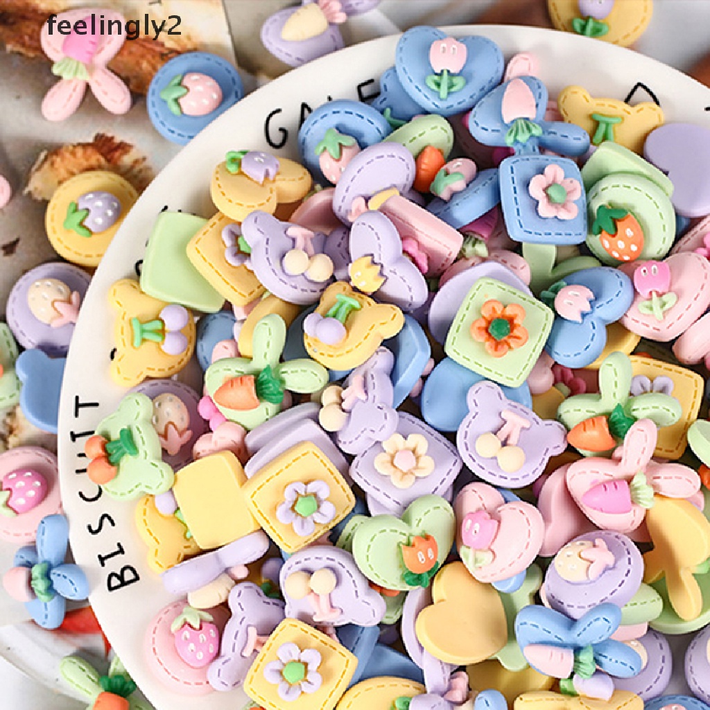 Bộ 10 Hạt Nhựa Hình Trái Cây Hoạt Hình 3D Trang Trí Sổ Tay DIY