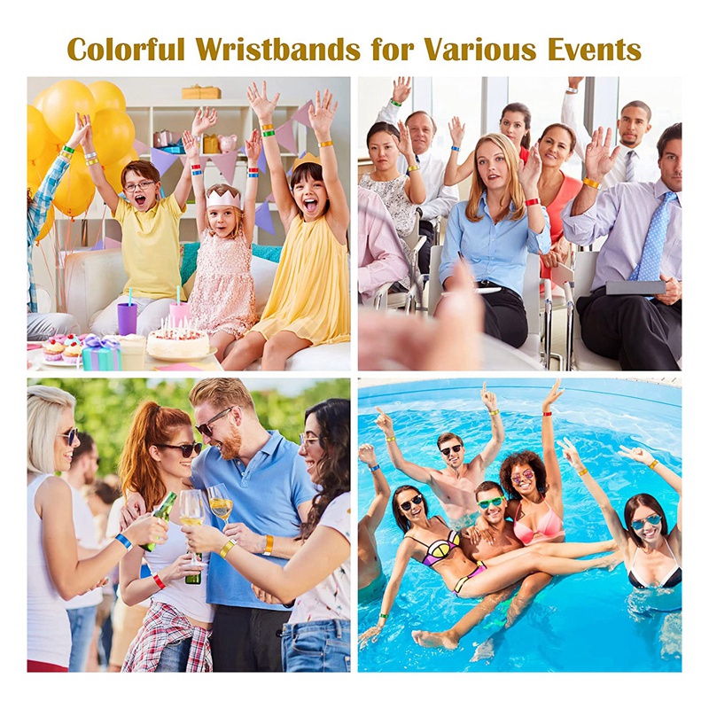 600 PCS Neon Colored Wristbands for Events, Synthetic Paper Waterproof Lightweight Activity Identification Wristbands