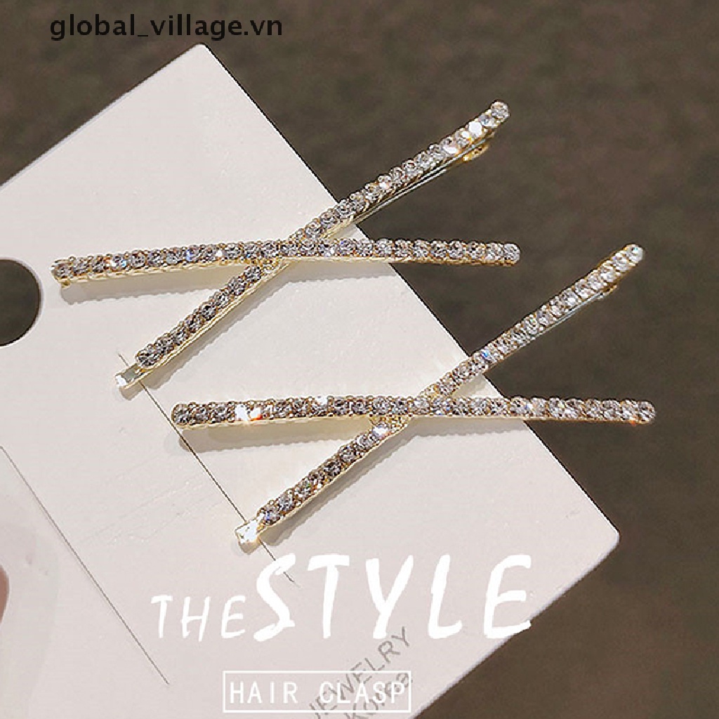 Bộ 2 Kẹp Tóc Chữ X Đính Đá Pha Lê Đơn Giản