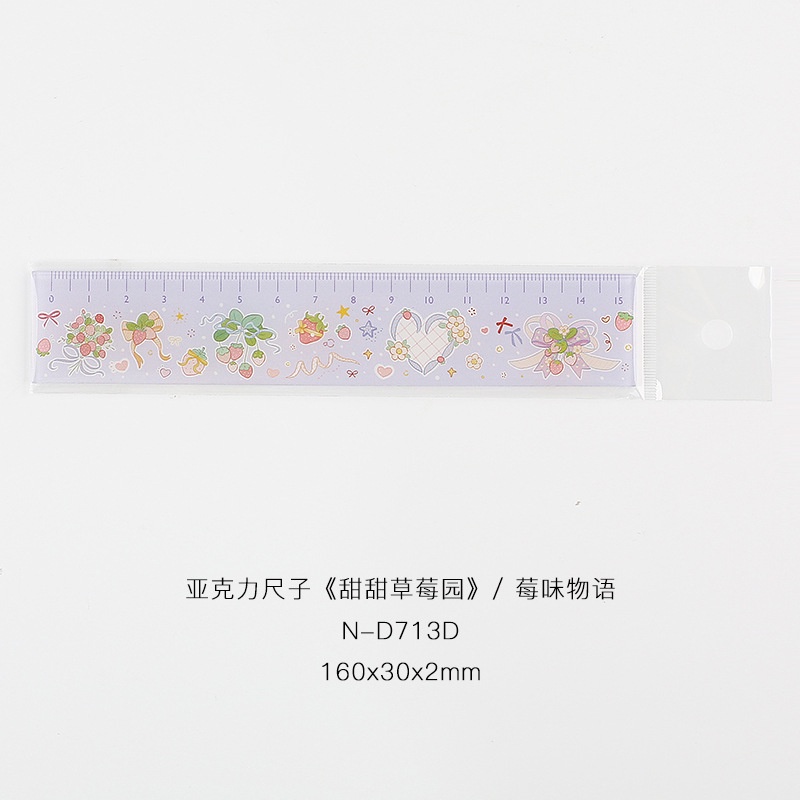 Thước Vẽ Hình Quả Dâu Hoạt Hình 15cm Bằng Acrylic Trong Suốt