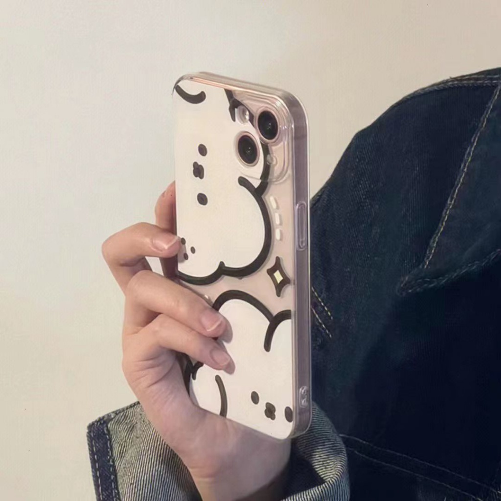 ✅Ốp Điện Thoại Mềm In Hình Thỏ Nửa Mặt Dễ Thương Cho iPhone 14 / 13promax 12 / 11pro xr / 7 / 8Plus