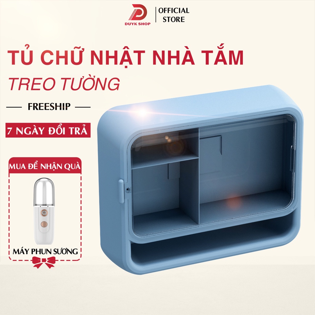 Tủ đựng mỹ phẩm treo tường, tủ đựng nhà tắm có nắp đậy, dùng keo dính độ bền cao
