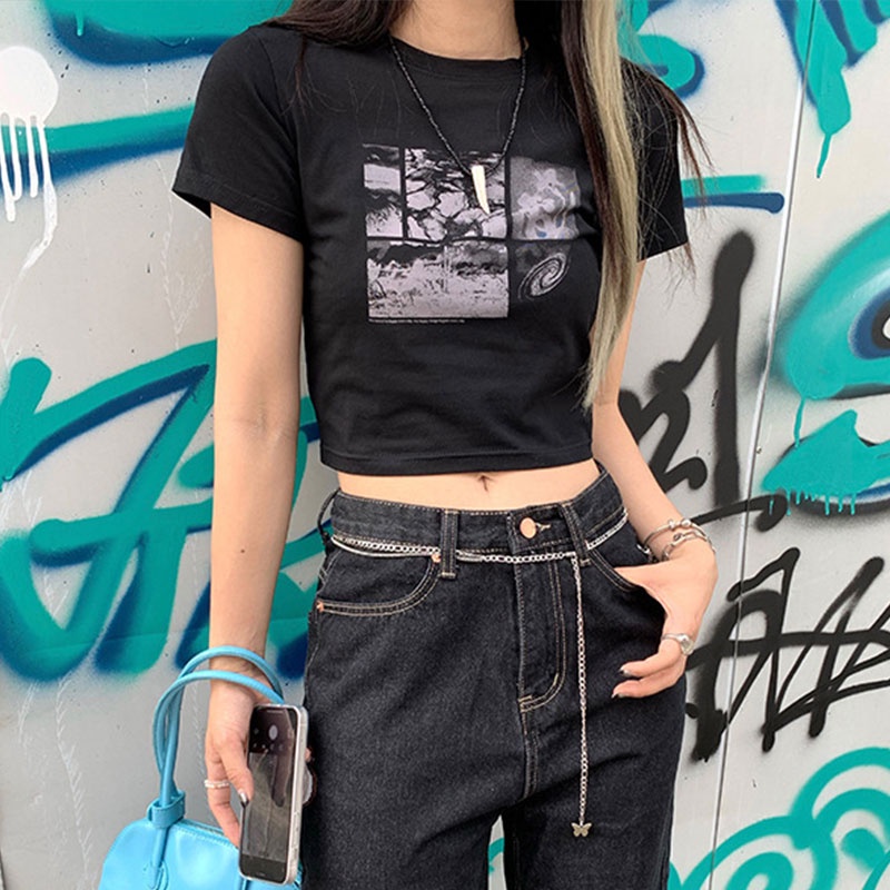 Áo thun XINLANYASHE ngắn tay in họa tiết thời trang mùa hè Hàn Quốc 2023