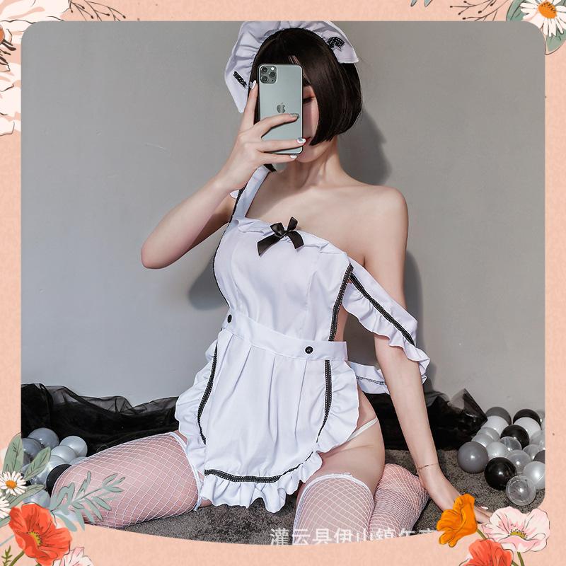Tạp dề gợi cảm cosplay hầu gái đồ ngủ sexy đầm ngủ váy, quần lọt khe hở đáy 1352