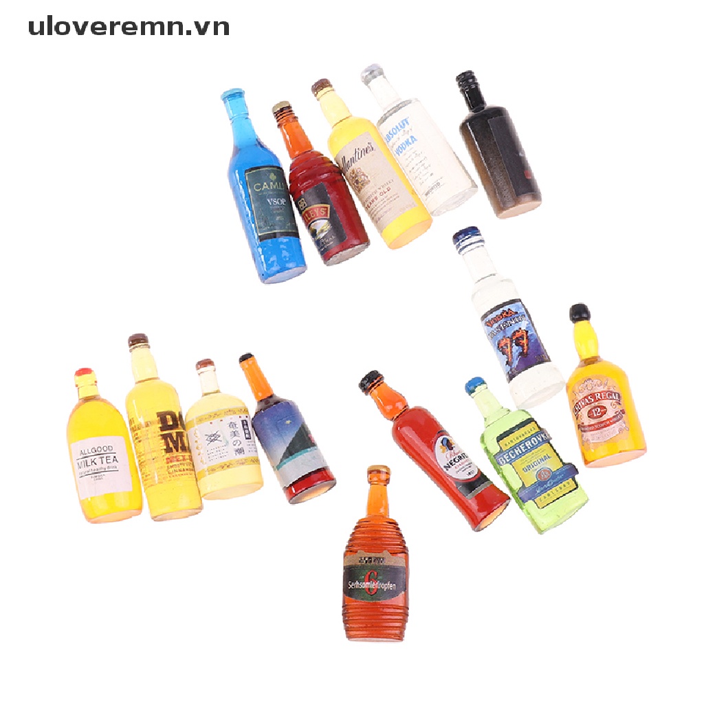 Set 10 Chai Rượu Mini Tỉ Lệ 1: 12 Xinh Xắn Dùng Để Trang Trí Nhà Búp Bê