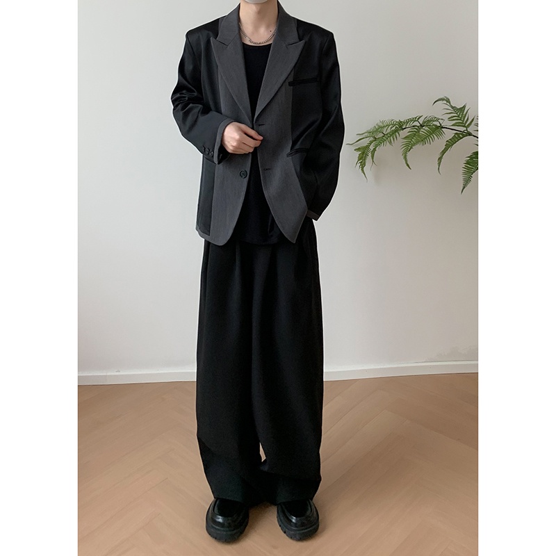 Quần Dài Ống Rộng Dáng Suông Màu Đen Thời Trang Xuân Thu Cho Nam