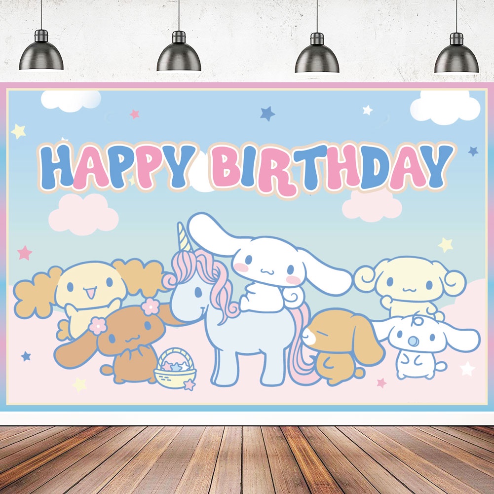 150 * 100 Cm Cinnamoroll Chúc Mừng Sinh Nhật Đảng Phông Nền Biểu Ngữ Dễ Thương Vải Ảnh Đạo Cụ Trang Trí Tiệc