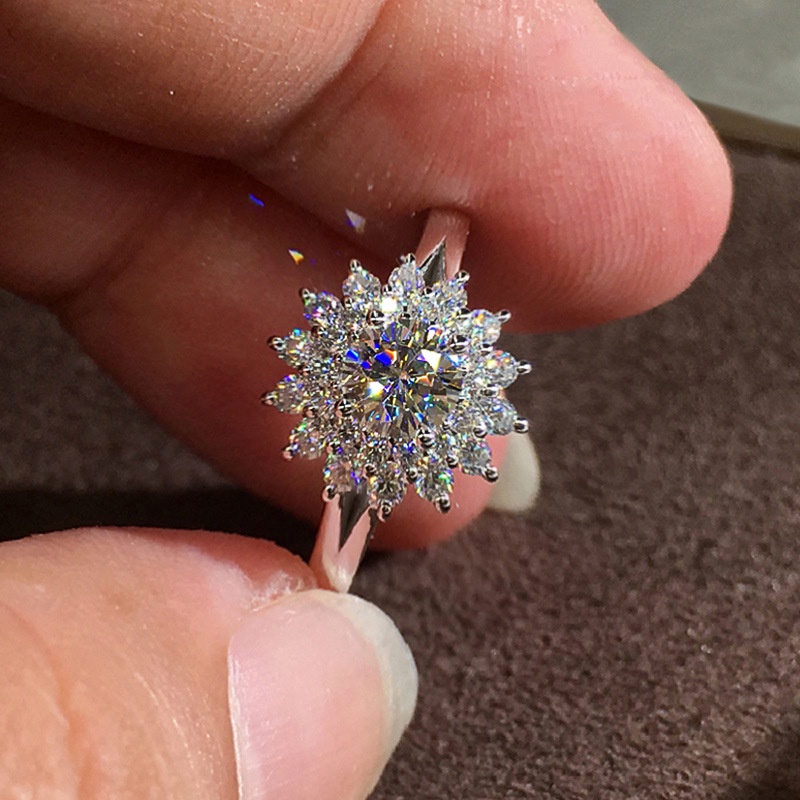 Nhẫn Hình Hoa Hướng Dương Đính Đá Zircon Phong Cách Âu Mỹ Kiểu Mới