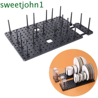 SWEETJOHN High Quality Kitchen Shelf Organizer Drawer Type Drawer Organizer Tray Dish Drying Rack For Food Containers, Cookware, Telescopic ABS Material Adjustable Bowl Pot Storage Holder